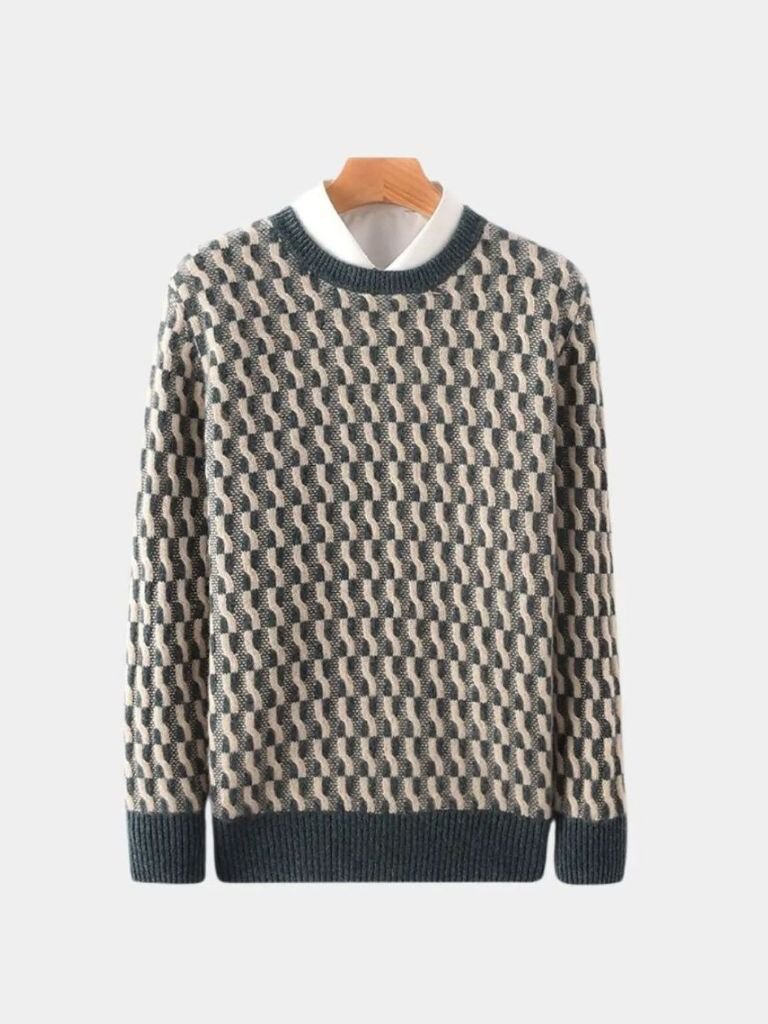 Rundhals-Pullover aus Wolle mit geometrischem Muster