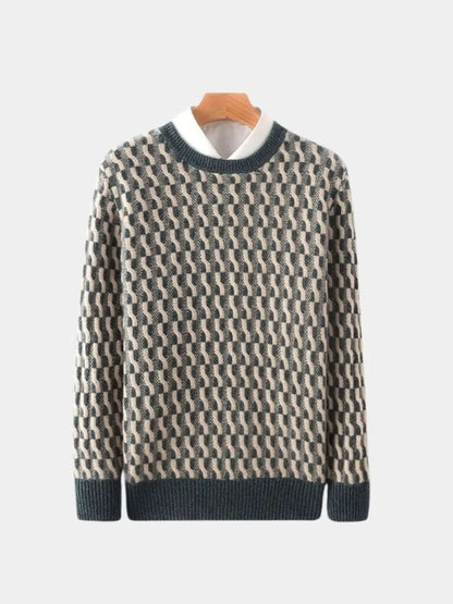 Rundhals-Pullover aus Wolle mit geometrischem Muster