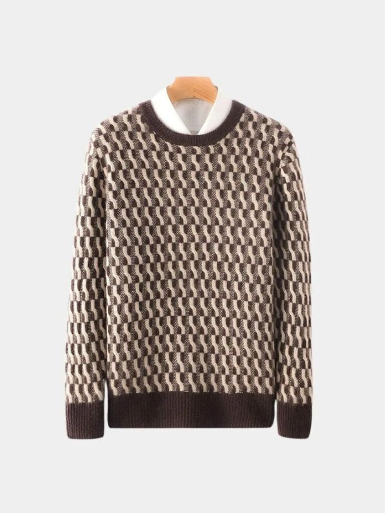 Rundhals-Pullover aus Wolle mit geometrischem Muster