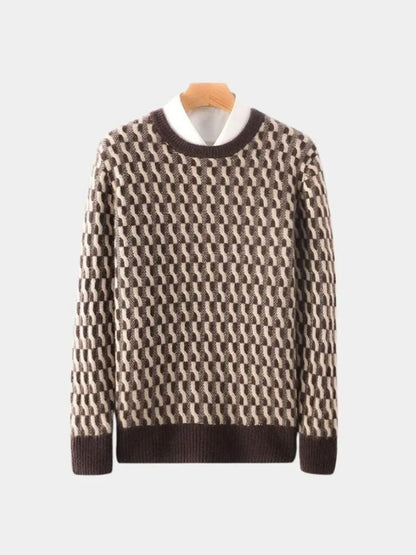 Rundhals-Pullover aus Wolle mit geometrischem Muster