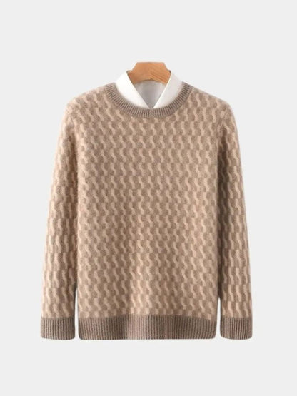 Rundhals-Pullover aus Wolle mit geometrischem Muster