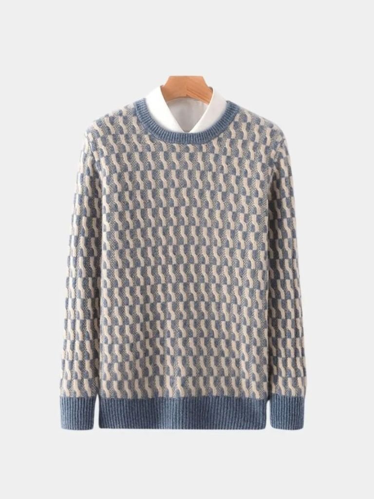 Rundhals-Pullover aus Wolle mit geometrischem Muster