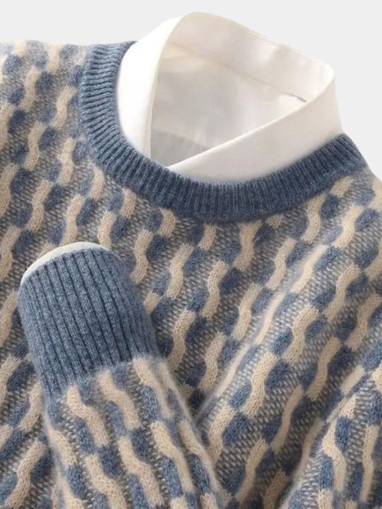Rundhals-Pullover aus Wolle mit geometrischem Muster