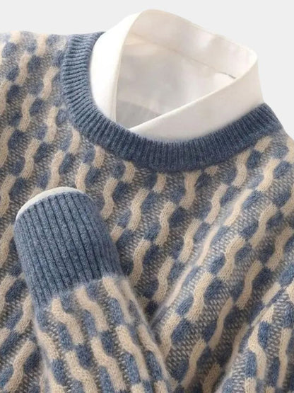 Rundhals-Pullover aus Wolle mit geometrischem Muster