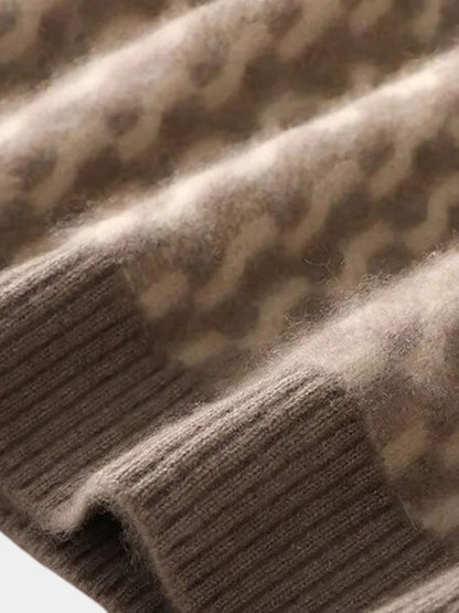 Rundhals-Pullover aus Wolle mit geometrischem Muster
