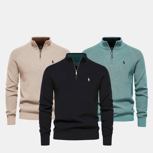 Herren-Strickpullover mit Reißverschlusskragen (Ausverkauf)