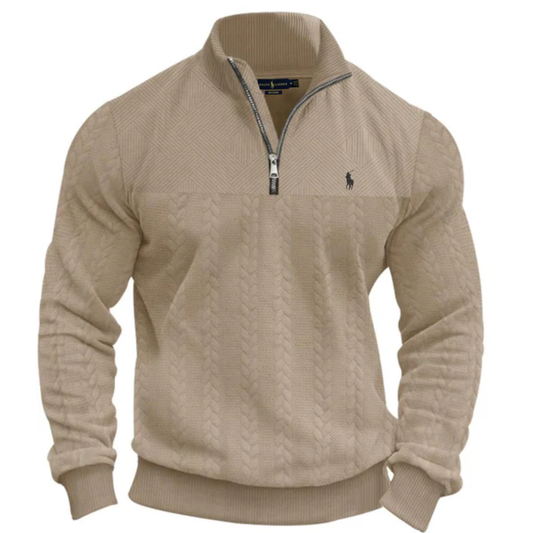 Pull en maille texturé à demi-glissière pour homme - Liquidation