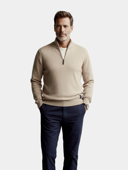 Cardigan en maille à col zippé uni