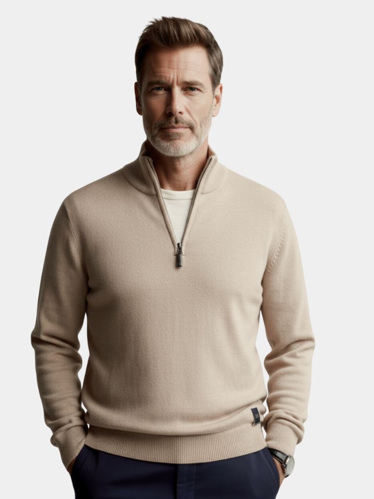 Cardigan en maille à col zippé uni