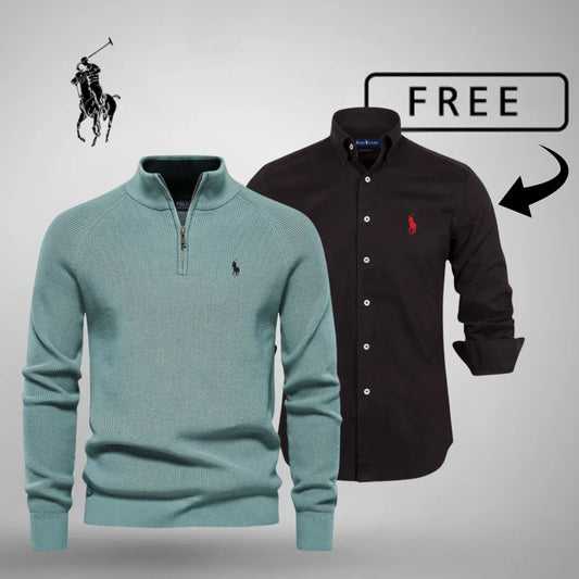 Herren-Stil & Komfort Premium – Half-Zip Jumper + GRATIS Klassisches Hemd
