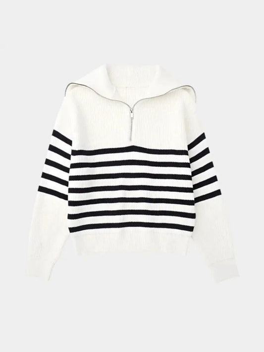 Pull zippé rayé décontracté - Cross & Crown