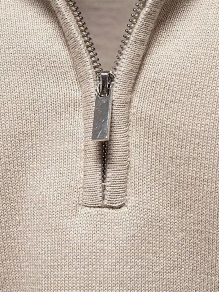 Cardigan en maille à col zippé uni