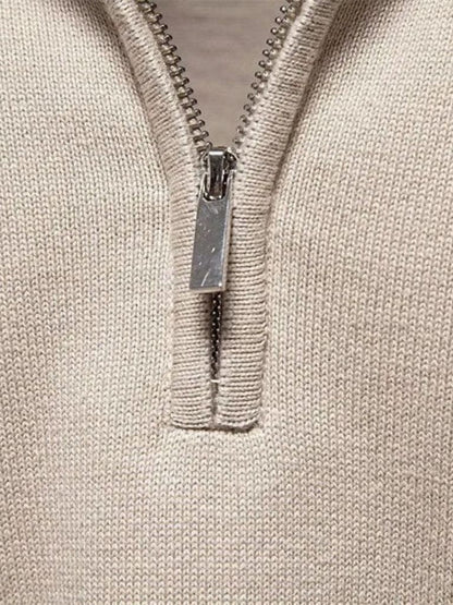 Cardigan en maille à col zippé uni