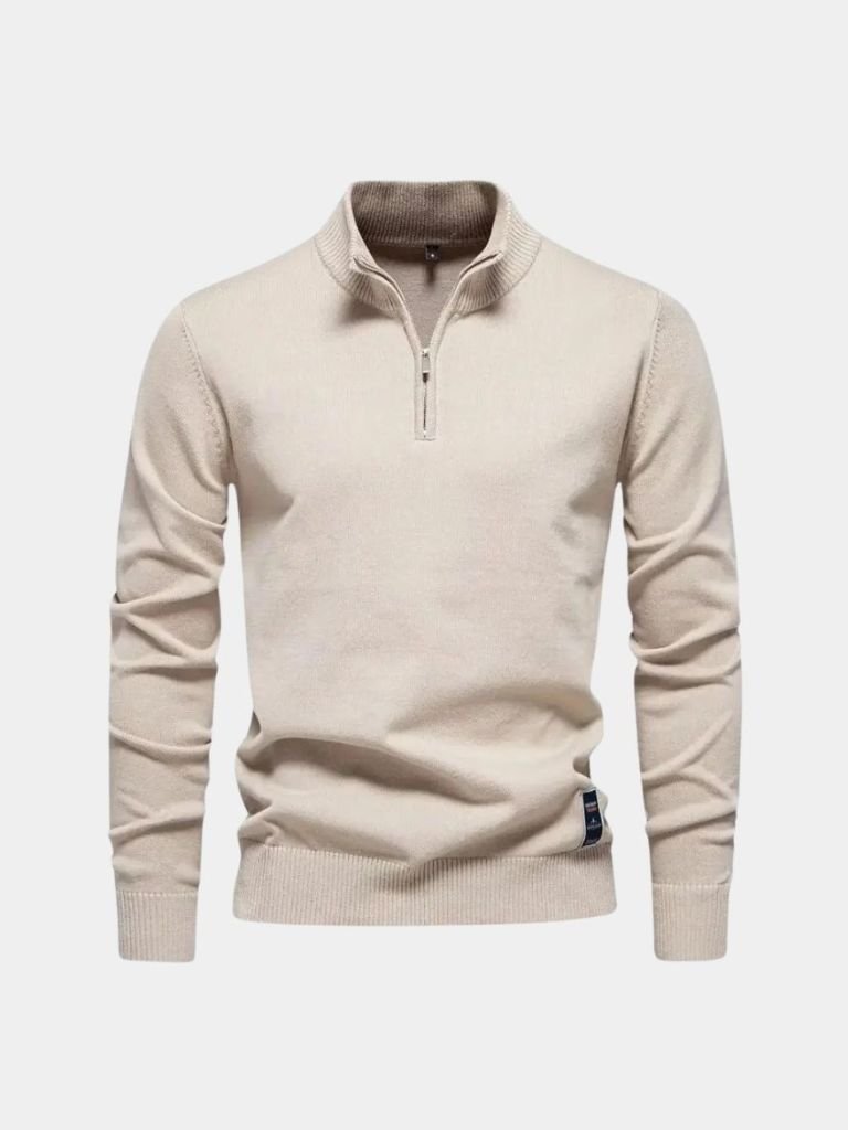 Cardigan en maille à col zippé uni