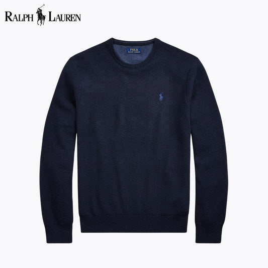 Herren-Pullover aus Baumwolle mit Netzmuster und Rundhalsausschnitt