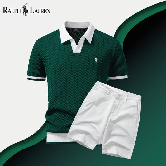 Herren-Poloshirt + Shorts Set im „Old Money“-Stil