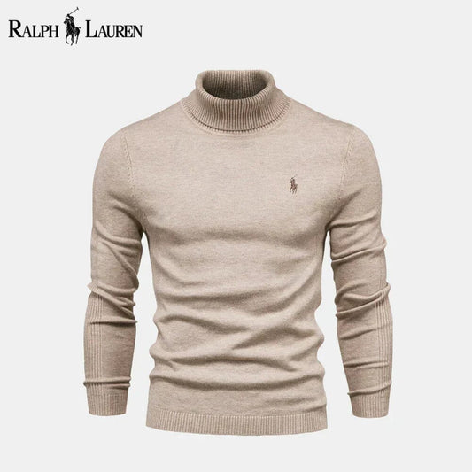 Pull en maille torsadée en laine à col roulé pour homme