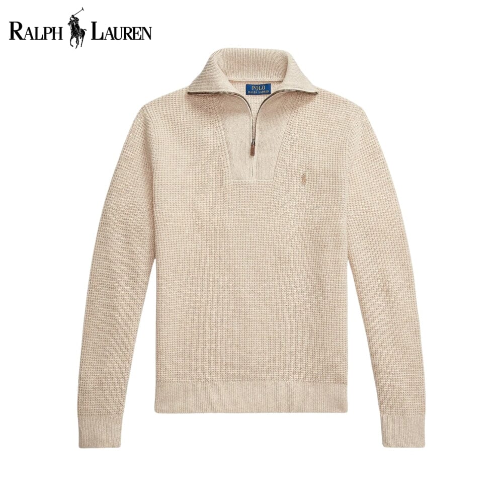 Pull en laine et coton gaufré avec col zippé pour homme