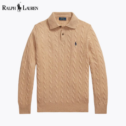 Herren-Pullover mit Zopfmuster aus Wolle und Kaschmir