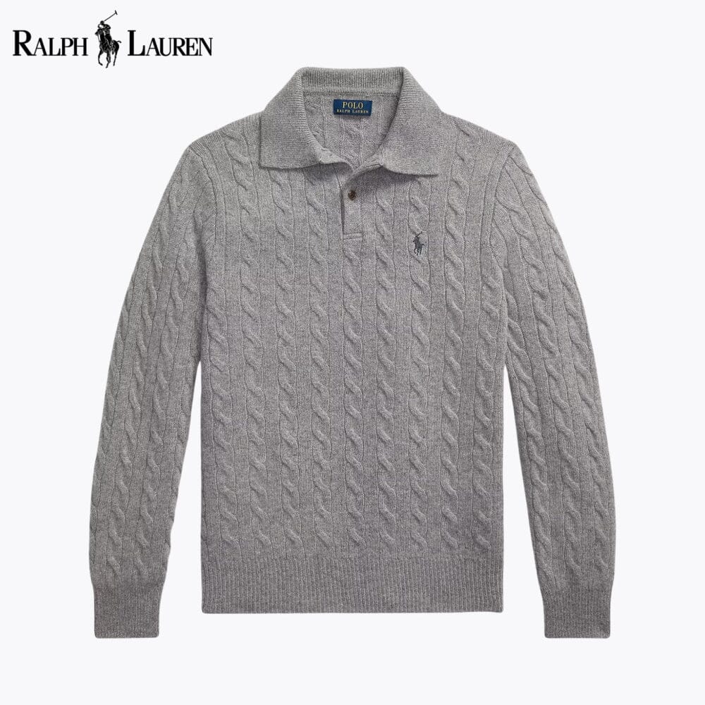 Herren-Pullover mit Zopfmuster aus Wolle und Kaschmir