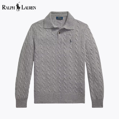 Herren-Pullover mit Zopfmuster aus Wolle und Kaschmir