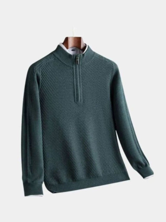Pull en Laine Rayé à Col Zippé - Cross & Crown