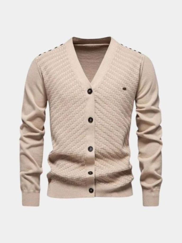 Cardigan à col en V tricoté – Cross & Crown