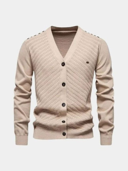 Cardigan à col en V tricoté – Cross & Crown