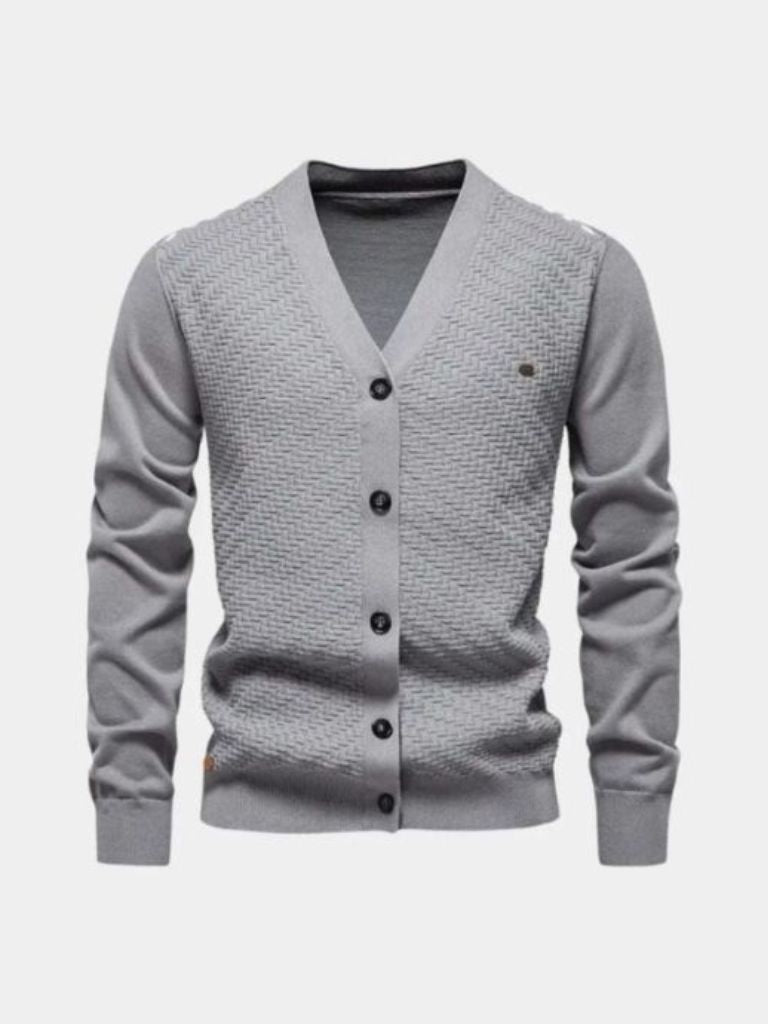 Cardigan à col en V tricoté – Cross & Crown