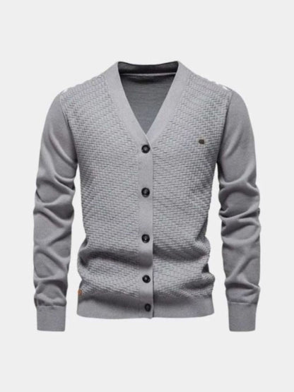 Cardigan à col en V tricoté – Cross & Crown
