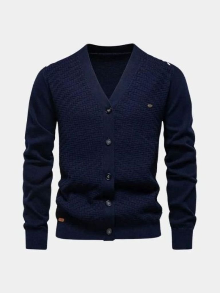 Cardigan à col en V tricoté – Cross & Crown